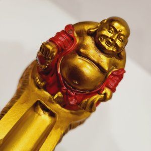 Gold BUDDHA INCENSE STICK BURNER 10" Long Holder HIGH QUALITY Resin Stat…